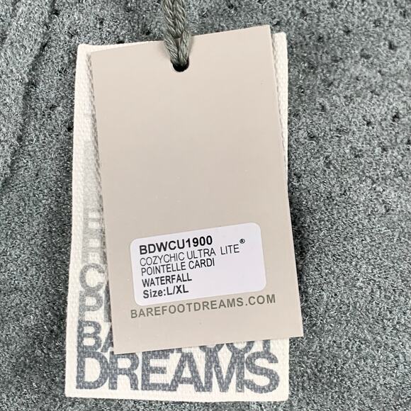 NWT Barefoot Dreams CozyChic Ultra Lite Pointelle Cardi sz L / XL Waterfall Sage - Picture 9 of 14